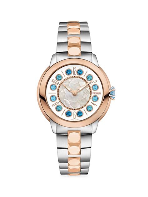 Shop Fendi Fendi Ishine 18K Rose Gold,Stainless Steel & Multi 